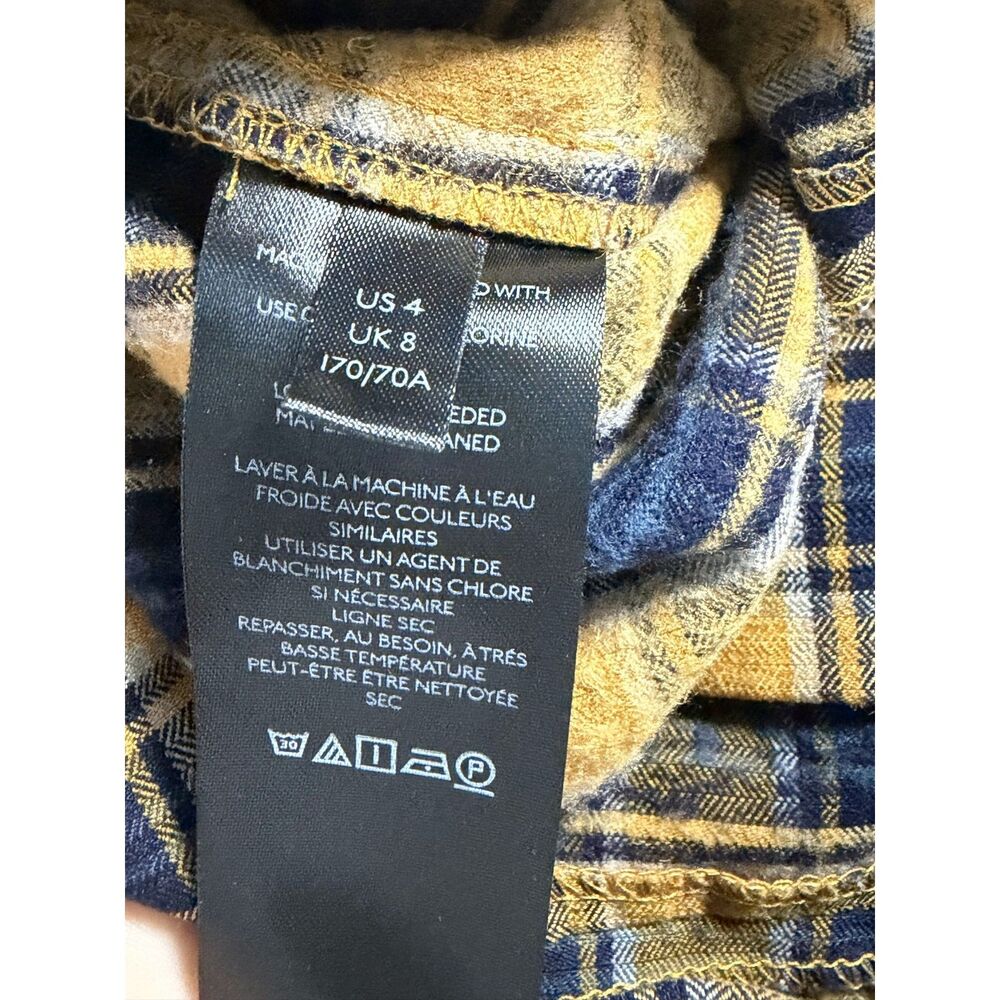 Urban Outfitters Plaid Flare Pants Size 4 Yellow Mustard Split Hem Front Slit - Picture 11 of 13